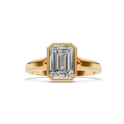 Solid Gold Emerald Cut Gemstone Engagement Ring , 1.50 Ct