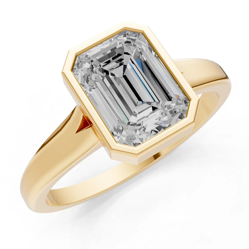 Solid Gold Emerald Cut Gemstone Engagement Ring , 1.50 Ct