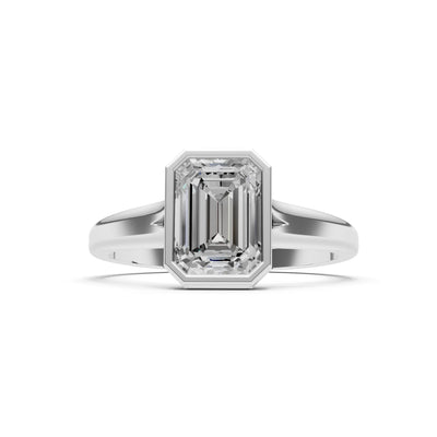 Solid Gold Emerald Cut Gemstone Engagement Ring , 1.50 Ct
