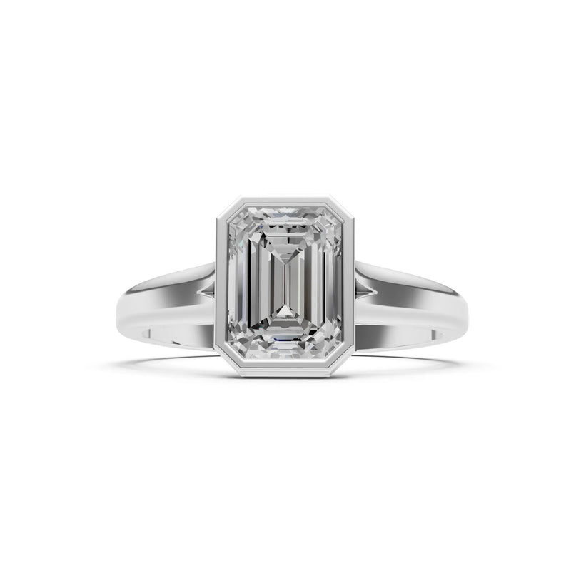 Solid Gold Emerald Cut Gemstone Engagement Ring , 1.50 Ct