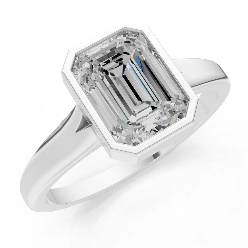 Solid Gold Emerald Cut Gemstone Engagement Ring , 1.50 Ct