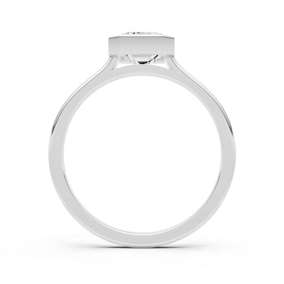 Diamond Emerald Cut Bezel Set Solitaire Ring