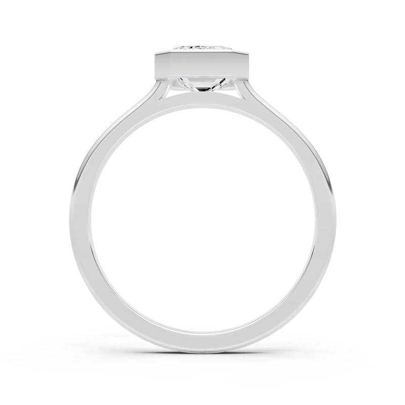Diamond Emerald Cut Bezel Set Solitaire Ring