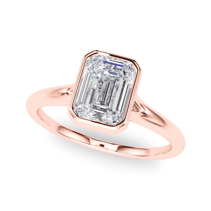 PEORA Solid 10k Yellow Gold Ring , 1.50 Ct Lab Grown Diamond for ; 7.5x5.5mm Emerald Cut Cut Promise, Engagement or Anniversary Ring, Jewelry Gift, w/Jewelry Box