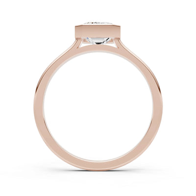 Diamond Emerald Cut Bezel Set Solitaire Ring
