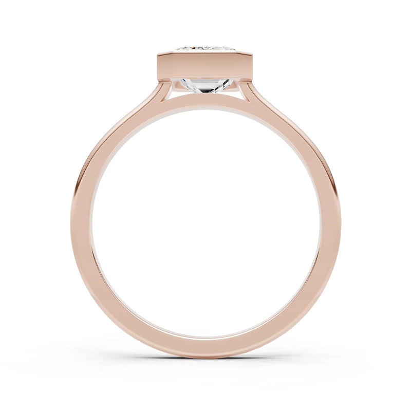 Diamond Emerald Cut Bezel Set Solitaire Ring