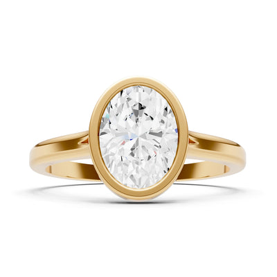 Diamond Oval Shape Bezel Set Solitaire Ring