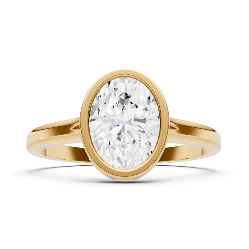 Diamond Oval Shape Bezel Set Solitaire Ring