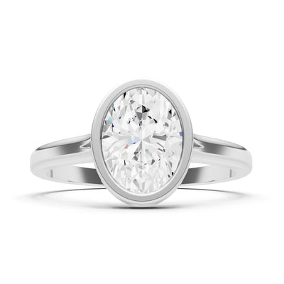 Diamond Oval Shape Bezel Set Solitaire Ring