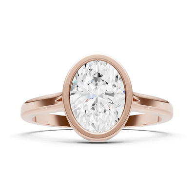 Diamond Oval Shape Bezel Set Solitaire Ring