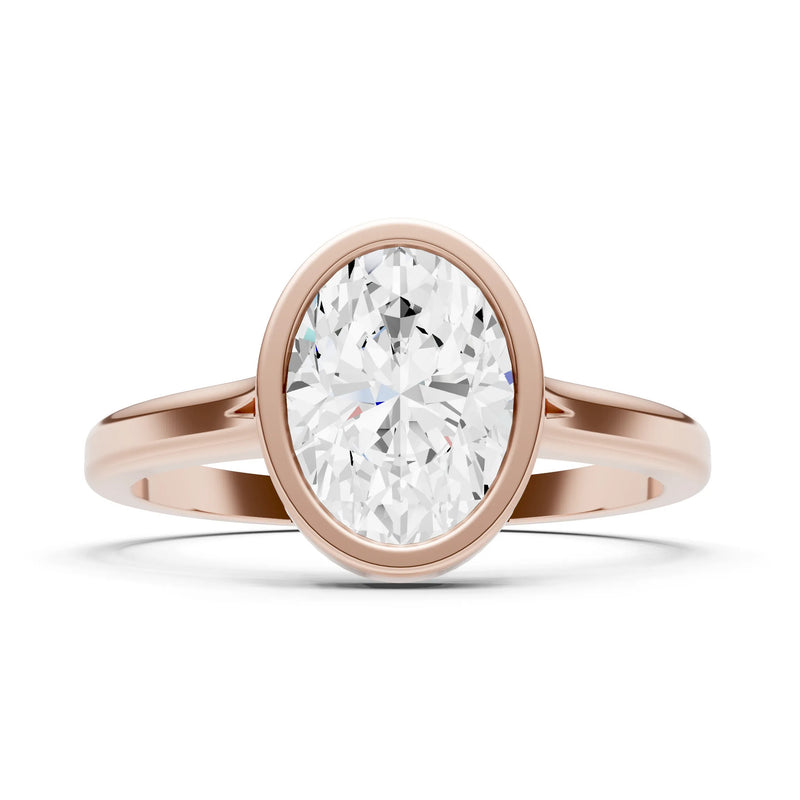 Diamond Oval Shape Bezel Set Solitaire Ring