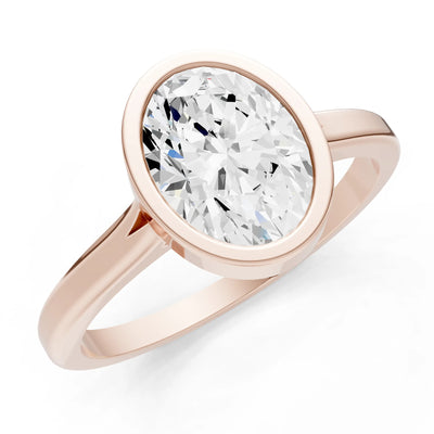 Diamond Oval Shape Bezel Set Solitaire Ring