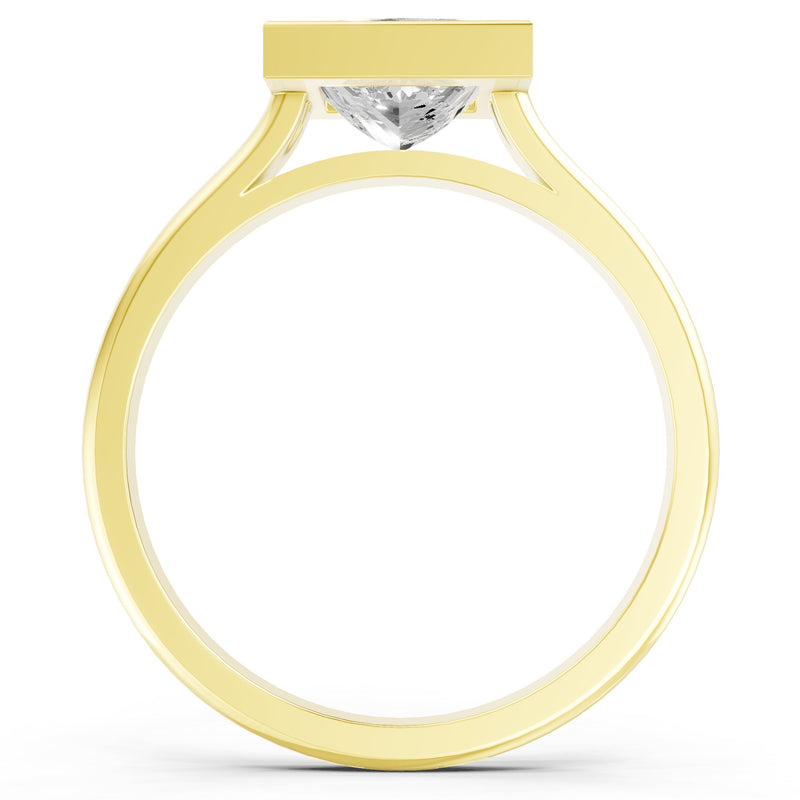Princess Cut Bezel Gemstone Solitaire Ring