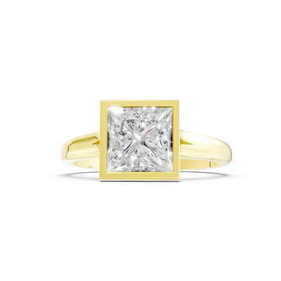 Princess Cut Bezel Gemstone Solitaire Ring