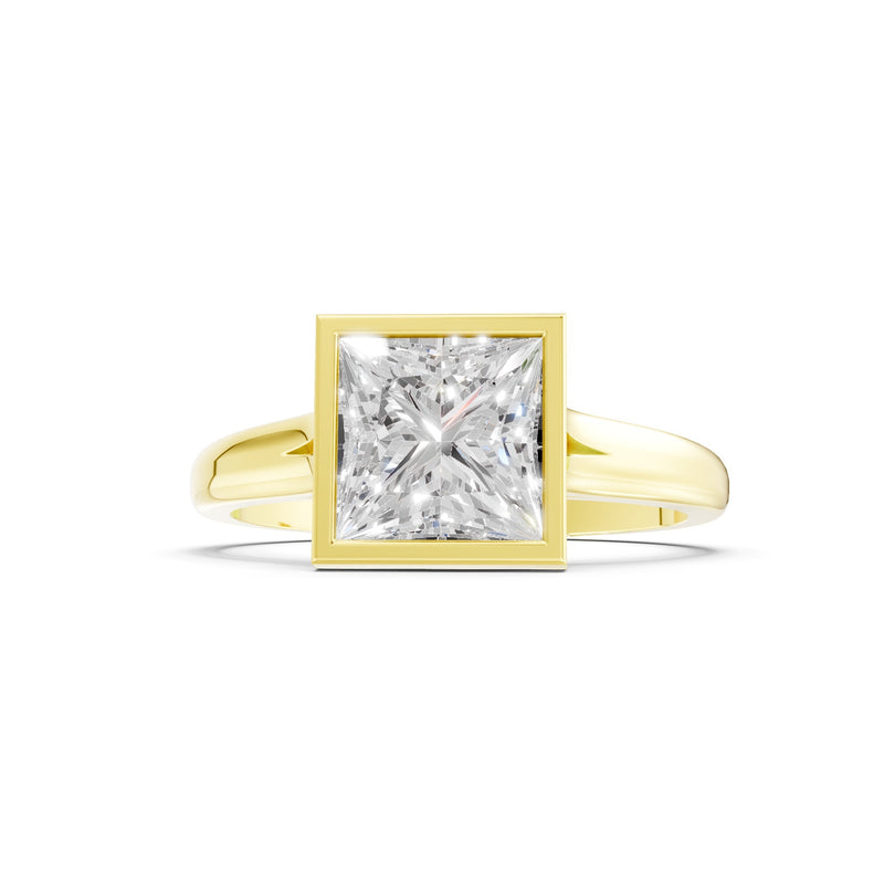 Princess Cut Bezel Gemstone Solitaire Ring
