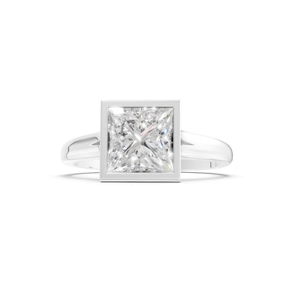 Princess Cut Bezel Gemstone Solitaire Ring