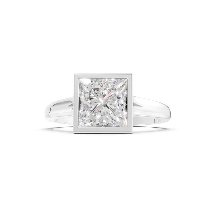 Princess Cut Bezel Gemstone Solitaire Ring
