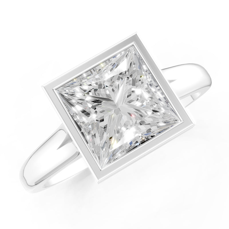 Princess Cut Bezel Gemstone Solitaire Ring