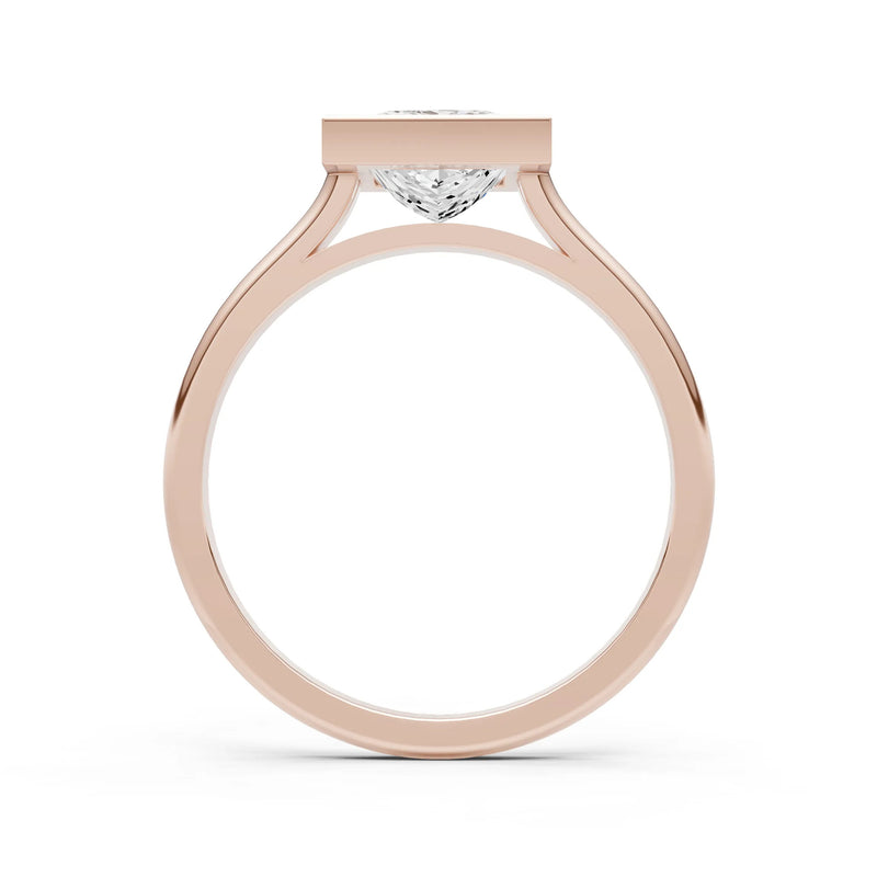 Princess Cut Bezel Gemstone Solitaire Ring