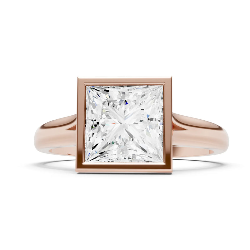 Princess Cut Bezel Gemstone Solitaire Ring