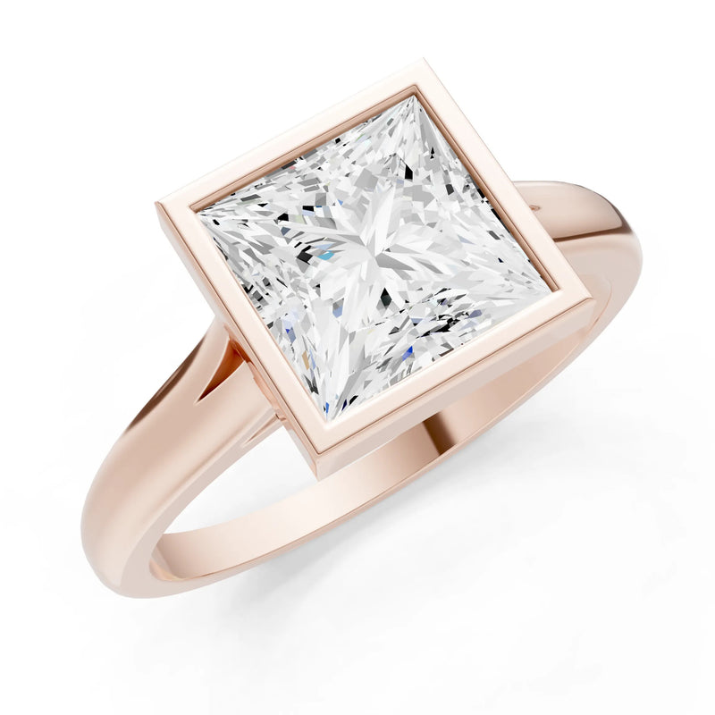Princess Cut Bezel Gemstone Solitaire Ring