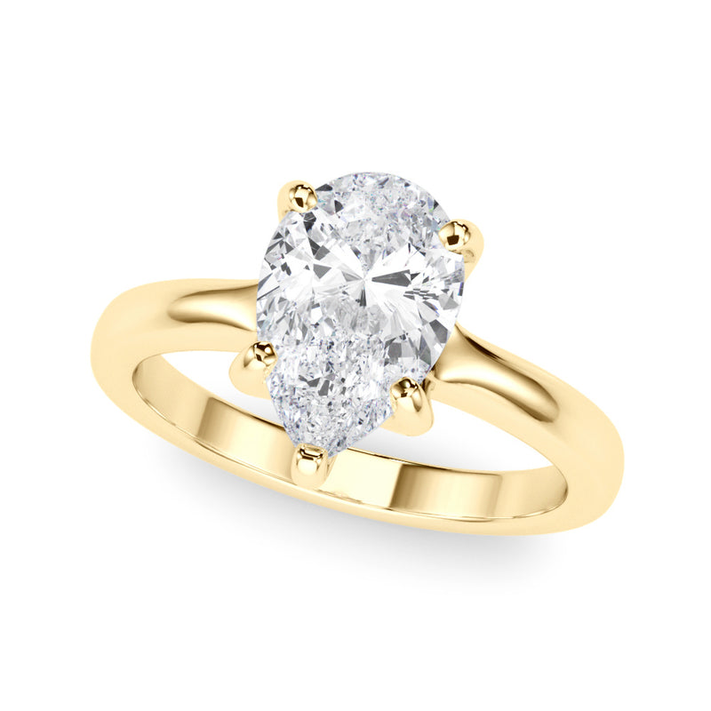 10k Yellow Gold Solitaire Ring with Pear-Cut Center Stone in a Classic Prong Setting