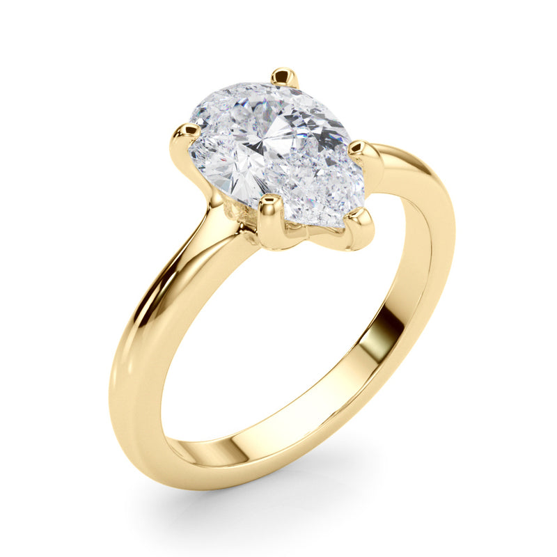 10k Yellow Gold Solitaire Ring with Pear-Cut Center Stone in a Classic Prong Setting