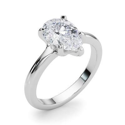 10k Yellow Gold Solitaire Ring with Pear-Cut Center Stone in a Classic Prong Setting