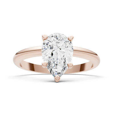 Prong Pear Shape Lab Grown Diamond Solitaire Engagement Gold Ring