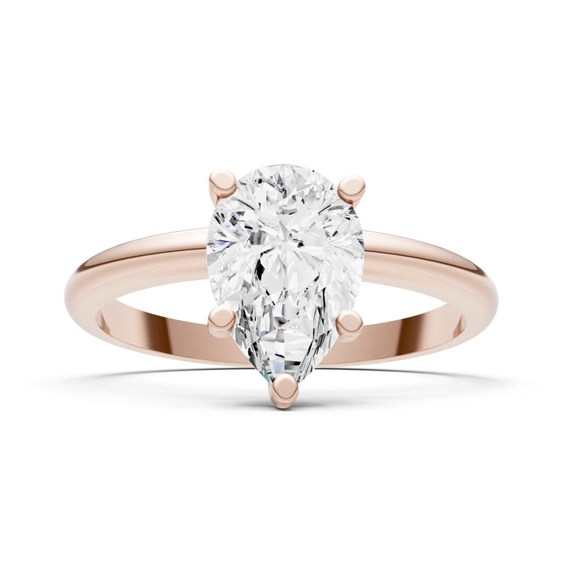 Prong Pear Shape Lab Grown Diamond Solitaire Engagement Gold Ring