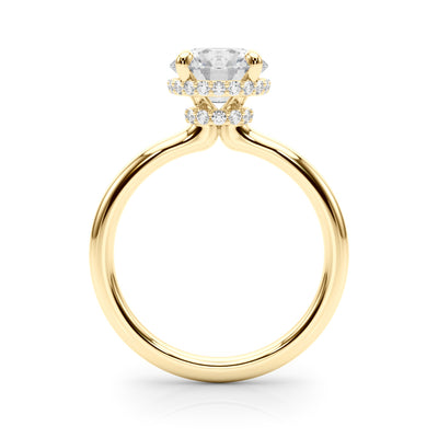 10k Yellow Gold Round-Cut Engagement Ring with Hidden Halo Diamonds