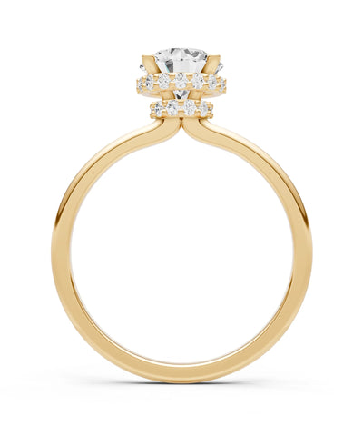 Diamond Round Shape Hidden Double Halo Engagement Ring