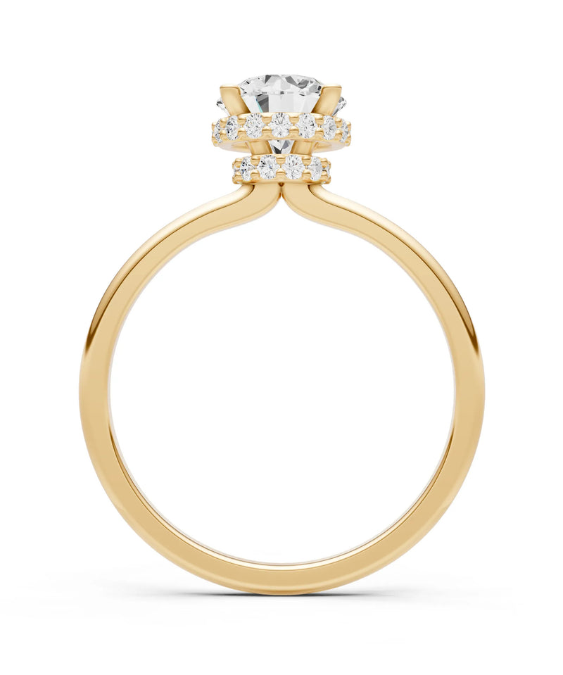 Diamond Round Shape Hidden Double Halo Engagement Ring