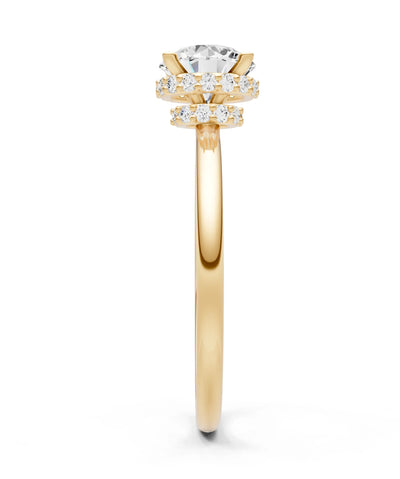 Diamond Round Shape Hidden Double Halo Engagement Ring