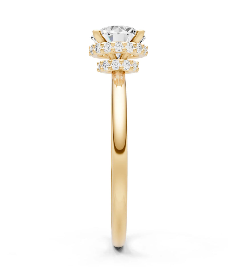 Diamond Round Shape Hidden Double Halo Engagement Ring