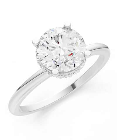 Round Cut Double Hidden Halo Engagement Lab Grown Gemstone and Diamond Ring