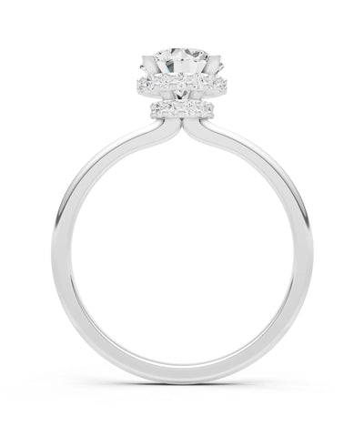 Round Cut Double Hidden Halo Engagement Lab Grown Gemstone and Diamond Ring