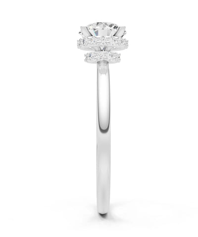 Round Cut Double Hidden Halo Engagement Lab Grown Gemstone and Diamond Ring