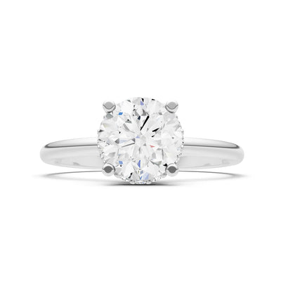 Diamond Round Shape Hidden Double Halo Engagement Ring