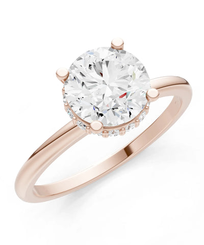 Round Cut Double Hidden Halo Engagement Lab Grown Gemstone and Diamond Ring