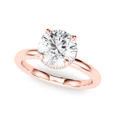 10k Yellow Gold Round-Cut Engagement Ring with Hidden Halo Diamonds