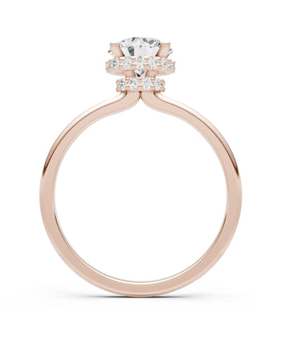 Diamond Round Shape Hidden Double Halo Engagement Ring