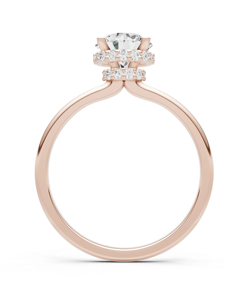 Diamond Round Shape Hidden Double Halo Engagement Ring