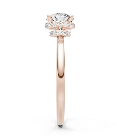 Round Cut Double Hidden Halo Engagement Lab Grown Gemstone and Diamond Ring