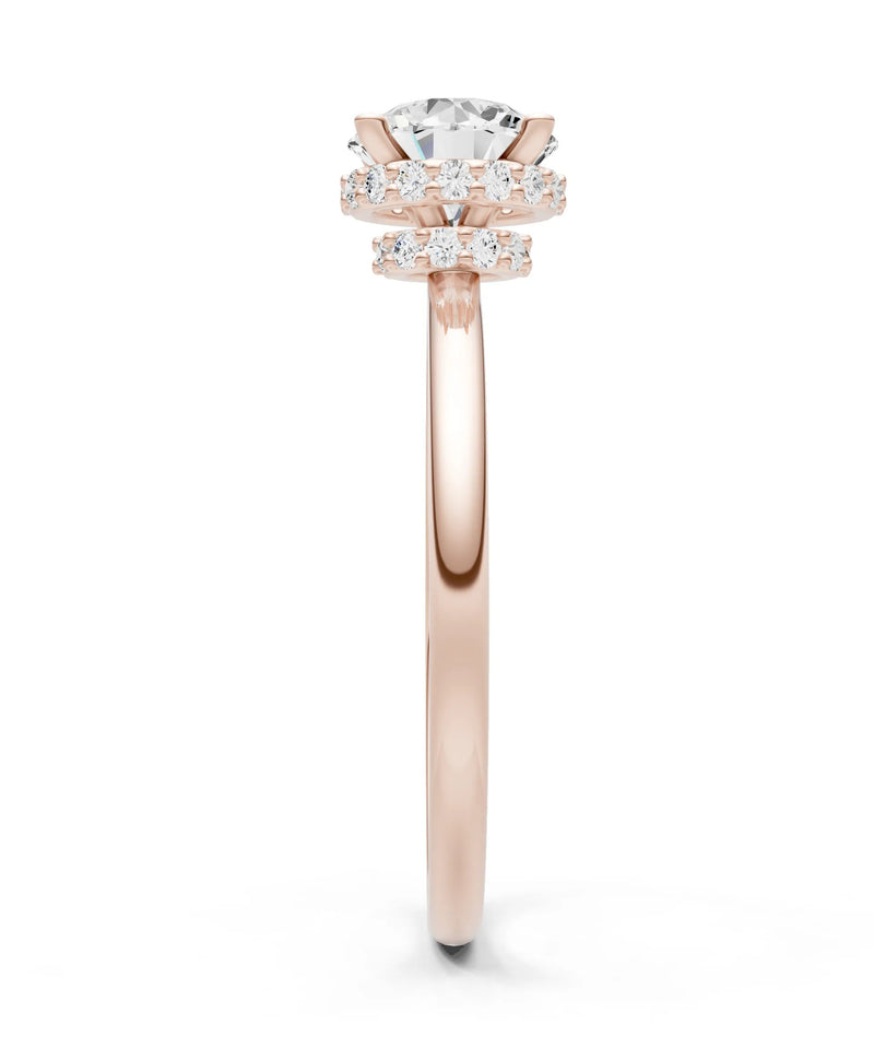 Round Cut Double Hidden Halo Engagement Lab Grown Gemstone and Diamond Ring