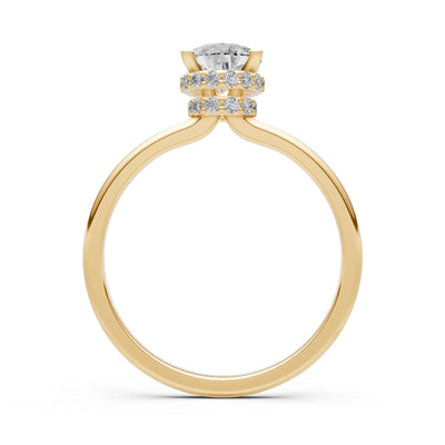 Pear Hidden Double Halo Engagement Ring