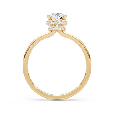 Pear Hidden Double Halo Engagement Ring