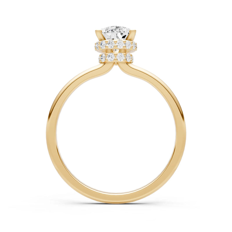 Pear Hidden Double Halo Engagement Ring