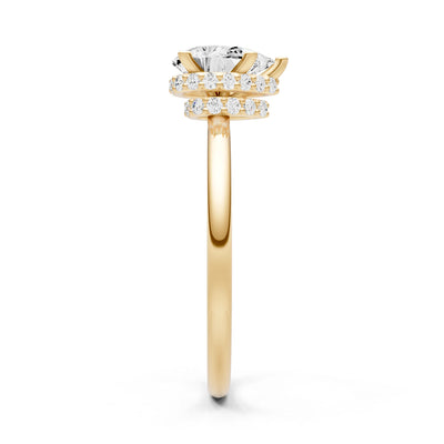 Pear Hidden Double Halo Engagement Ring