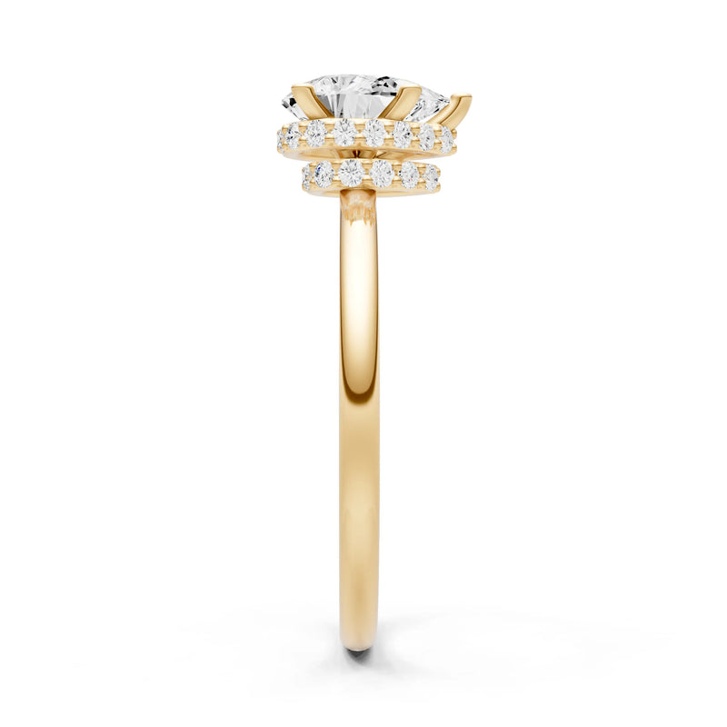 Pear Hidden Double Halo Engagement Ring